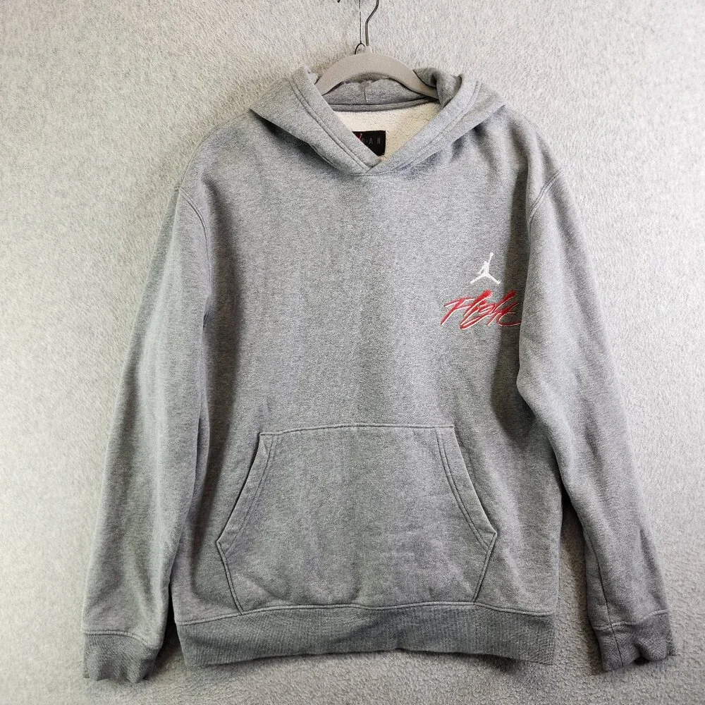 Jordan Hoodie Mens M Gray Flight Air Essentials Fleece Pullover Jumpman